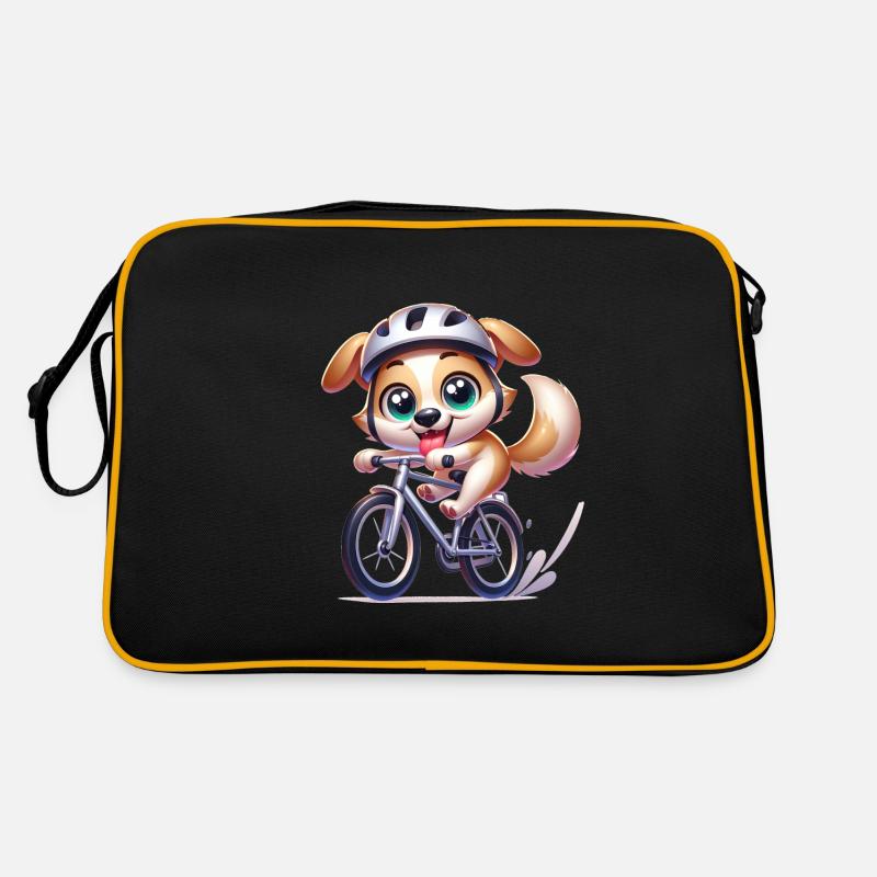 Cute Cyclist Dog Retro Tasche