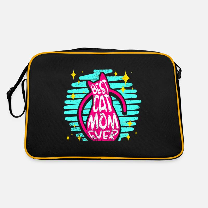 Best Cat Mom Ever | Retro Katzen Vintage Geschenk - Retro Tasche - Schwarz/Gold