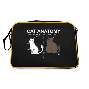 Cat anatomy funny fat cats pet gift - Retro Bag - black/gold - Back