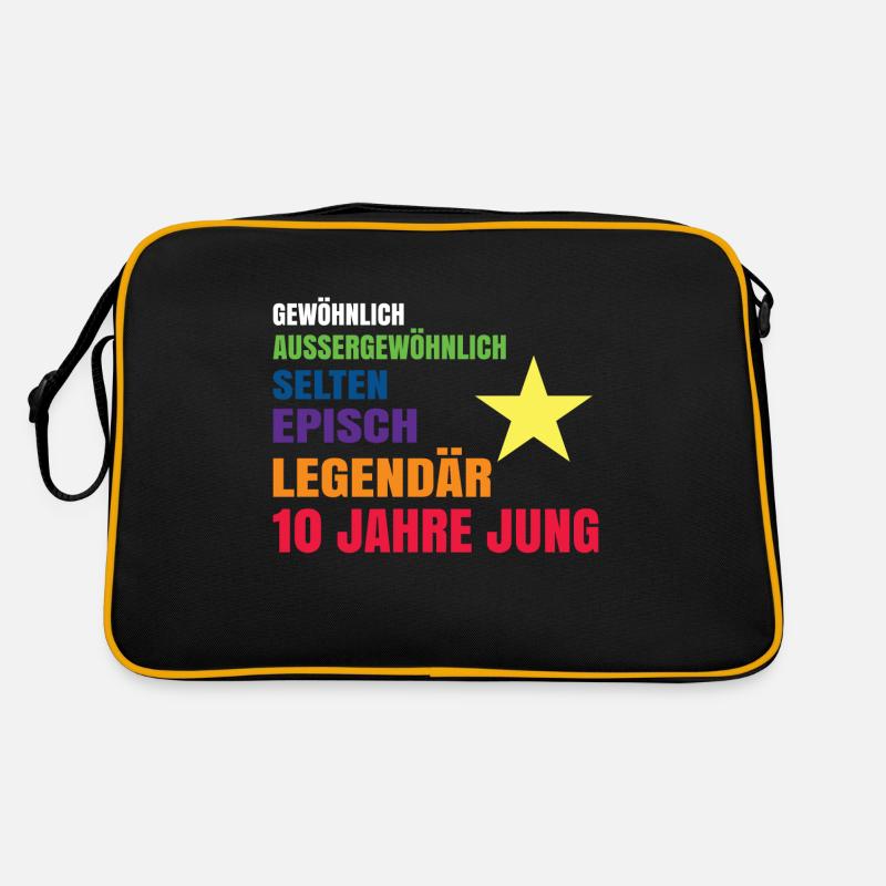 Geburtstag Kind 10 Junge Sohn Geburtstagsgeschenk - Retro Tasche - Schwarz/Gold