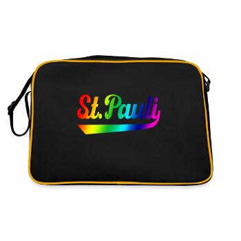 St Pauli Hamburg Regenbogen - Retro Tasche - Schwarz/Gold - Hinten