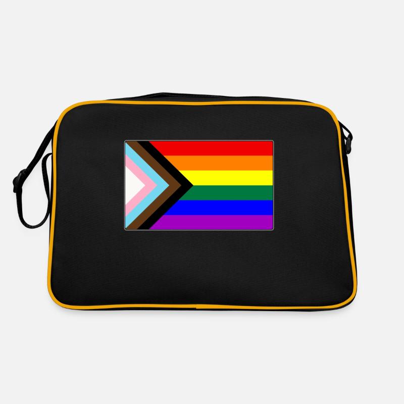 Progrès LGBTQ Gay Pride Flag - Sac Retro - noir/or