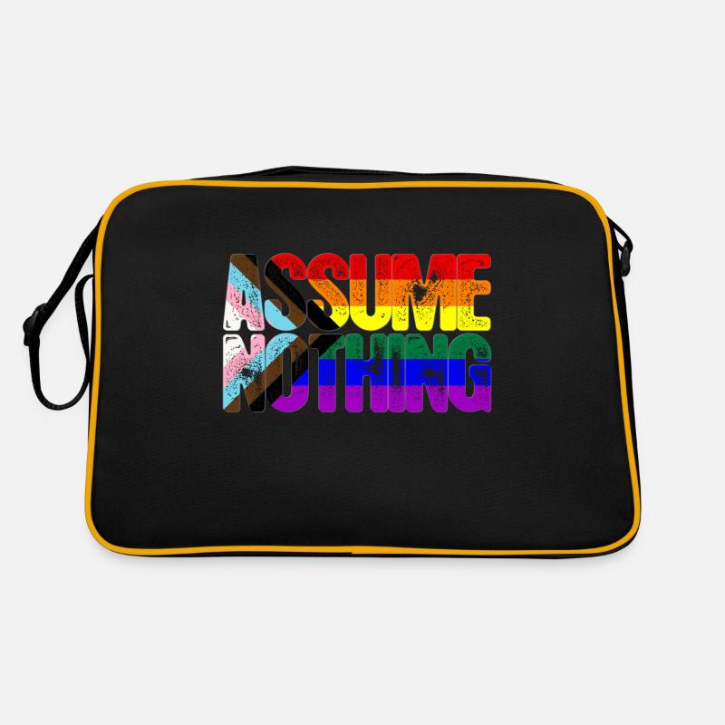 Assume Nothing LGBTQ Progress Pride Flag - Retro Bag - black/gold