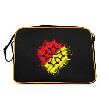 Okzitania, Okzitanien-Kreuz, Geschenk Süd - Retro Tasche - Schwarz/Gold - Hinten