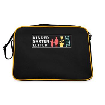 Kindergartenleiter Geschenk Kindergärtner - Retro Tasche - Schwarz/Gold - Hinten