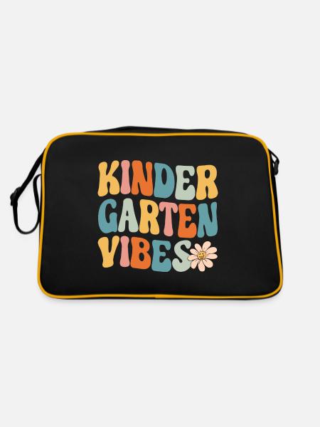 Kindergarten Vibes - jetzt komme ich ... - Retro Tasche - Schwarz/Gold - Hinten