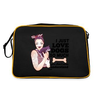 Dog mom tattoos puppy bones - Retro Bag - black/gold - Back