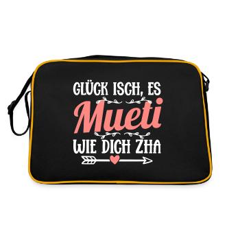 Glück Isch Es Mueti Wie Dich Zha Beschte Mütere - Retro Tasche - Schwarz/Gold - Hinten