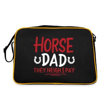 Pferd Papa sie wiehern ich zahle - Retro Tasche - Schwarz/Gold - Hinten