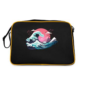Hokusai Winter - Retro Tasche - Schwarz/Gold - Hinten