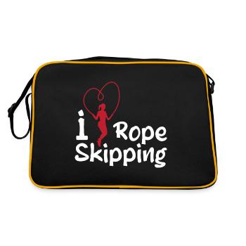 Ich liebe Seilspringen Design für Seilspringer - Retro Tasche - Schwarz/Gold - Hinten
