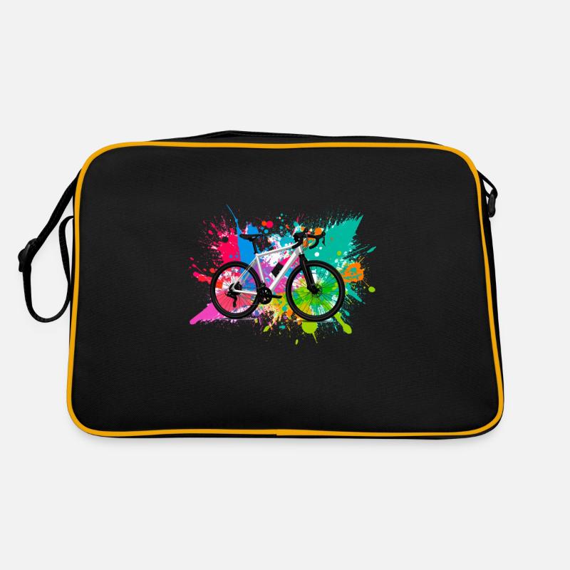 illustration,mountain bike,road bike,graffiti,colorful Retro Bag