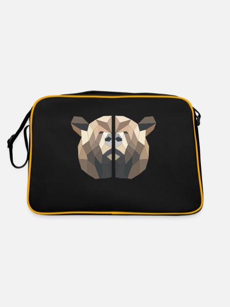 brown bear - Retro Bag - black/gold