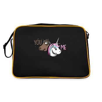 Süßes Einhorn Pferde Glitzer Mädchen Baby Geschenk - Retro Tasche - Schwarz/Gold - Hinten