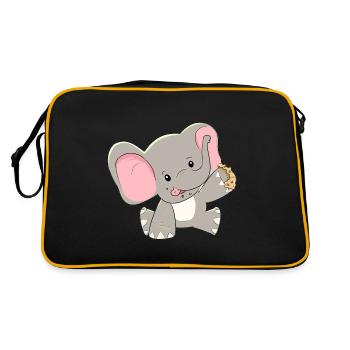 Eléphant éléphants bébés enfants zoo zoo animaux cookies - Sac Retro - noir/or - Dos