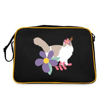 Ragdoll Cat and Flower Crown - Retro Bag - black/gold - Back