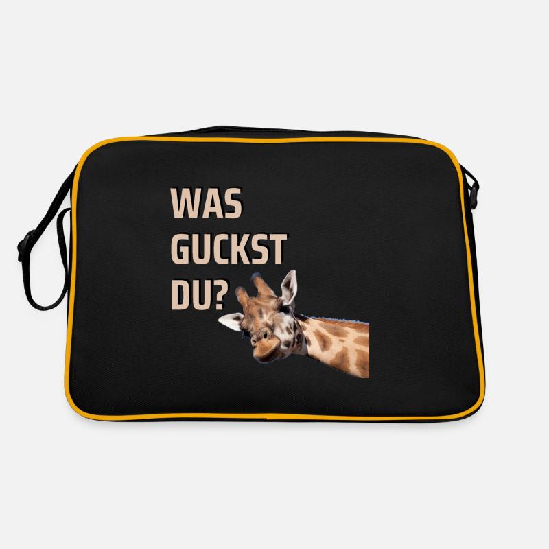 WAS GUCKST DU? - Retro Tasche - Schwarz/Gold