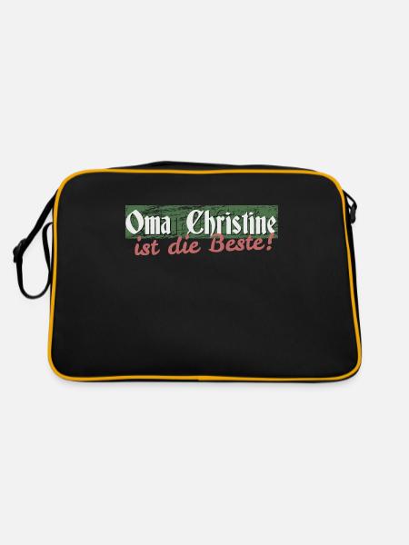 Oma Christine - Retro Tasche - Schwarz/Gold - Hinten