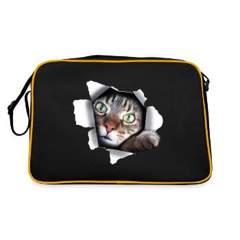 Félin mignon chat chat chatte déchirée patte - Sac Retro - noir/or - Dos