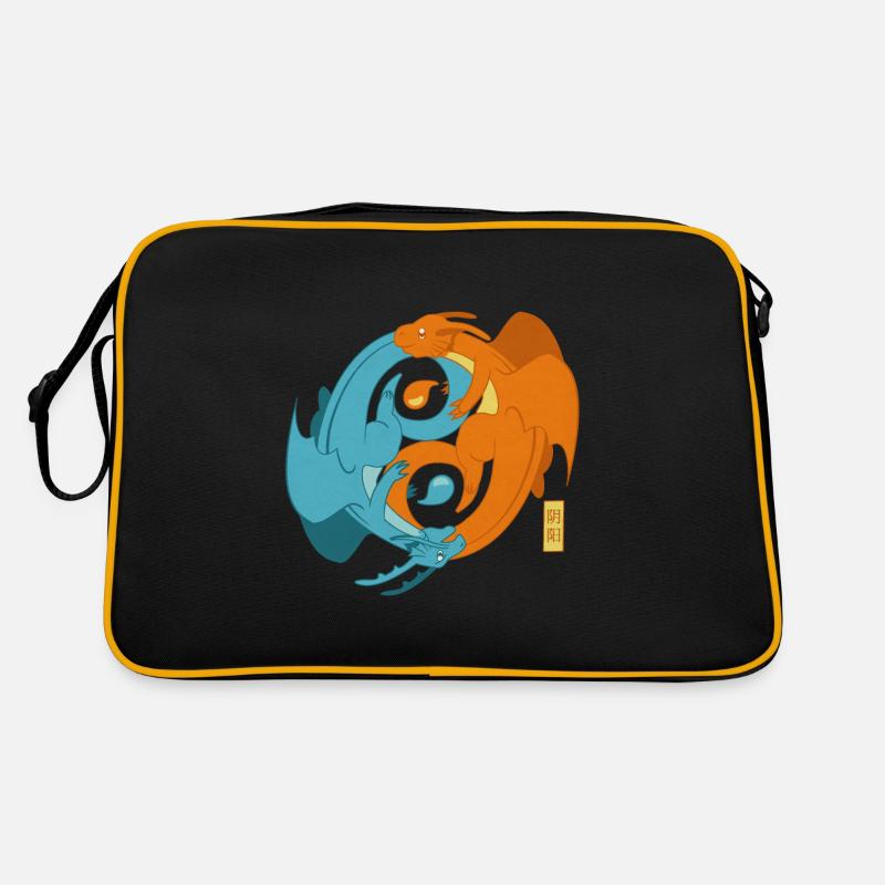 Yin und Yang Essig Symbol - Retro Tasche - Schwarz/Gold