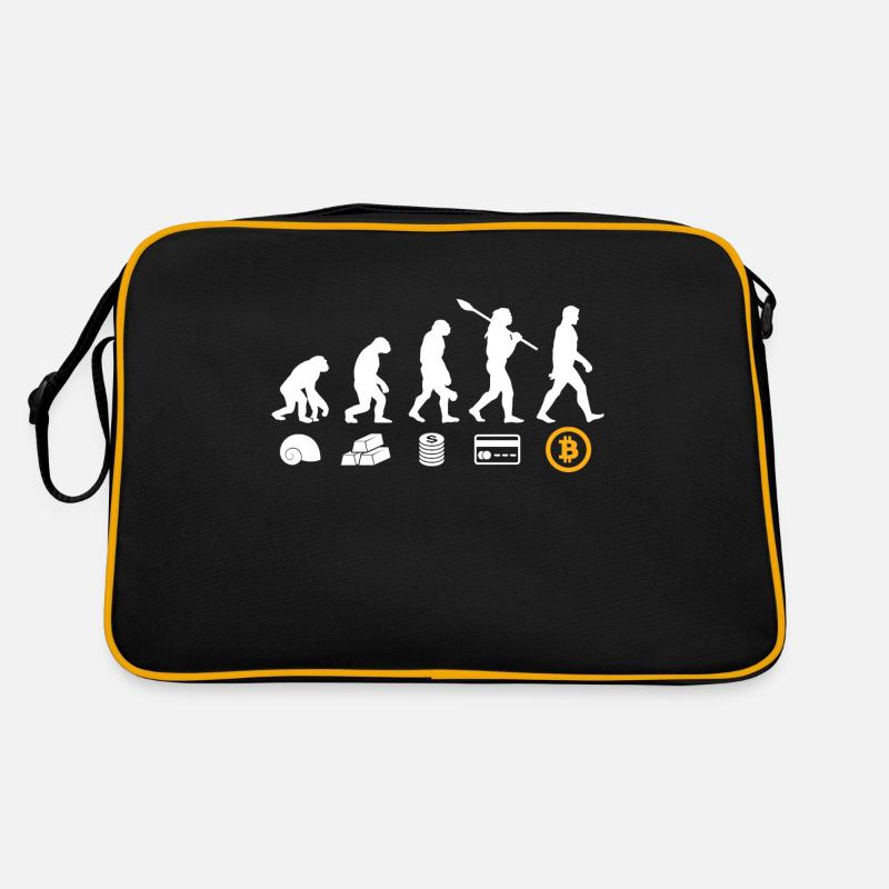 Bitcoin Geld Evolution - Retro Tasche - Schwarz/Gold