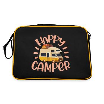 Happy Camper, Hiking & Camping Lover, Camper Gift - Retro Bag - black/gold - Back
