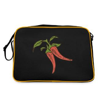 Chili Chilli Peperoni scharf hot - Retro Tasche - Schwarz/Gold - Hinten