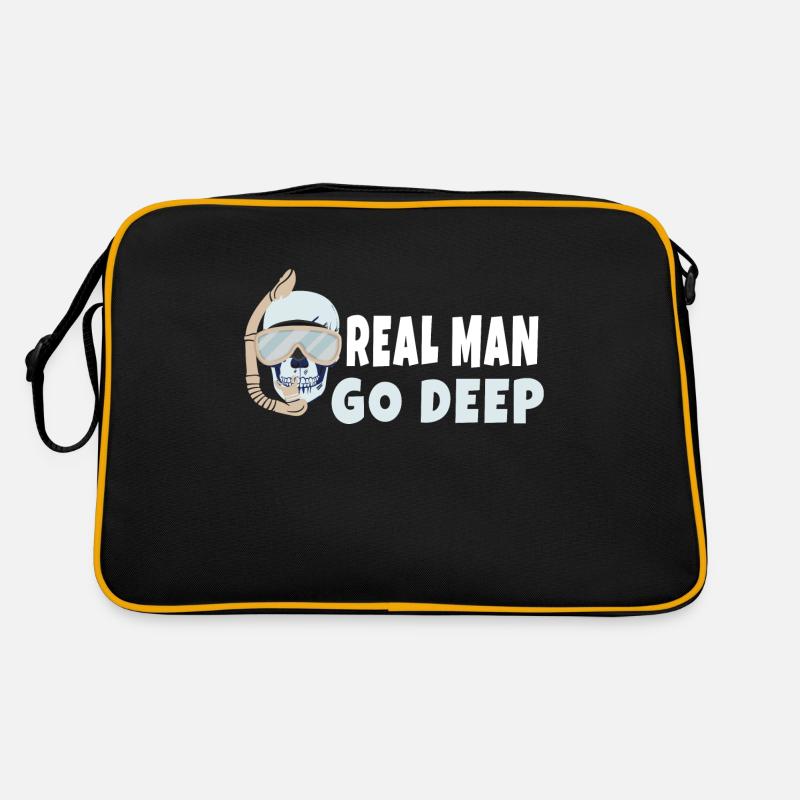 Real Men Go Deep Scuba Diving Diver Retro Tasche