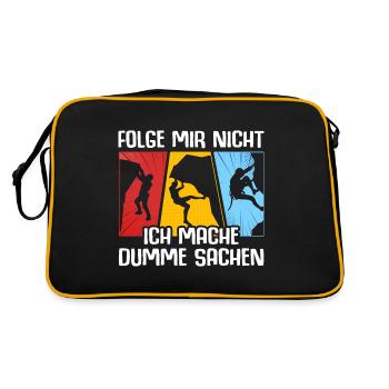Folge mir nicht Bouldern - Retro Tasche - Schwarz/Gold - Hinten
