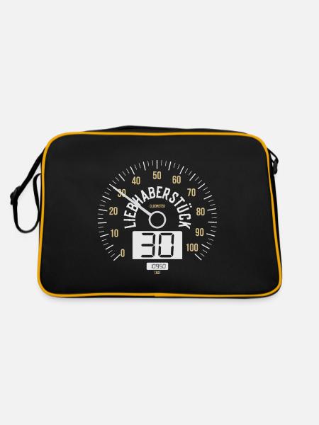 30 JAHRE TACHO 1993 OLDTIMER 30. GEBURTSTAG - Retro Tasche - Schwarz/Gold - Hinten