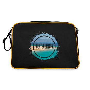 Fuerteventura Sommer Sonne Strand Meer Palmen - Retro Tasche - Schwarz/Gold - Hinten