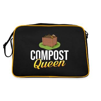 Kompostierung Kompost Wurm Abfall - Retro Tasche - Schwarz/Gold - Hinten