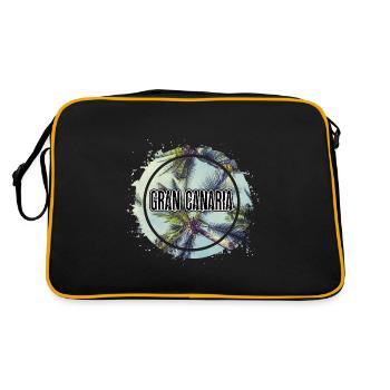Gran Canaria Sommer Sonne Strand Meer Palmen - Retro Tasche - Schwarz/Gold - Hinten