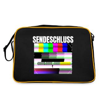 Testbild Röhrenbildschirm Testbild Sendepause 80s - Retro Tasche - Schwarz/Gold - Hinten
