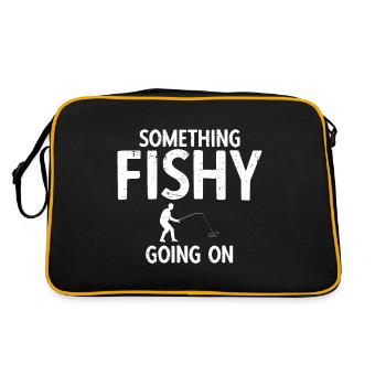 Angler Spruch zum Angeln Angel - Retro Tasche - Schwarz/Gold - Hinten