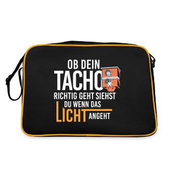 Blitzer bei defekten Tacho - Lustig - Retro Tasche - Schwarz/Gold - Hinten