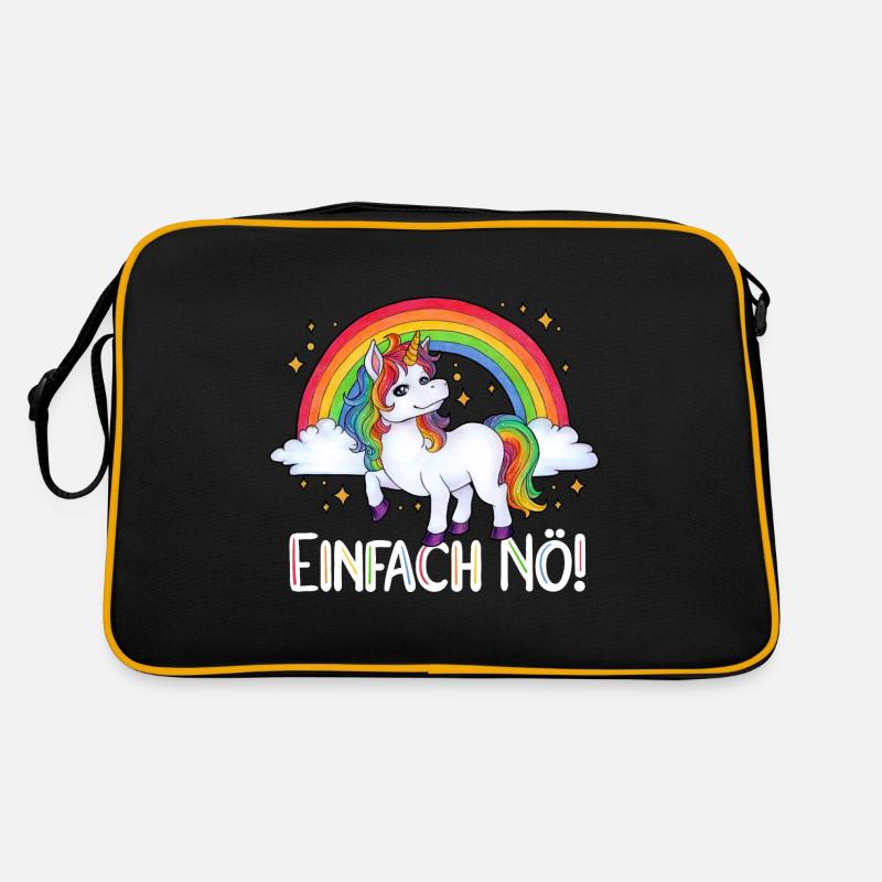 Einfach Nö! Lustiges Einhorn Regenbogen Geschenk - Retro Tasche - Schwarz/Gold