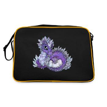 Niedliche Drachenmama mit Baby Drache Geschenkidee - Retro Tasche - Schwarz/Gold - Hinten