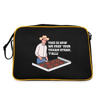Steak in Texas Design für stolze Texaner - Retro Tasche - Schwarz/Gold - Hinten
