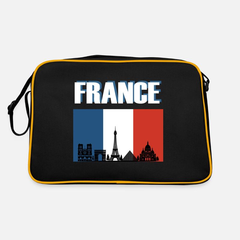 Frankreich-Flagge Pariser Skyline - Retro Tasche - Schwarz/Gold