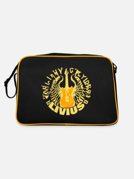 Geschenk für Livius - Retro Tasche - Schwarz/Gold - Hinten