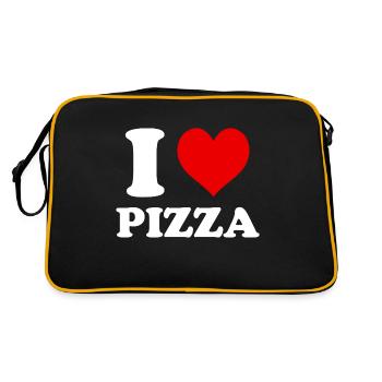 I Love Pizza Heart Funny Witty - Retro Bag - black/gold - Back