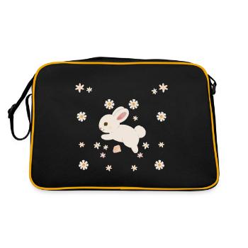 Bunny Child Rabbit Rodent Kids Easter - Retro Bag - black/gold - Back