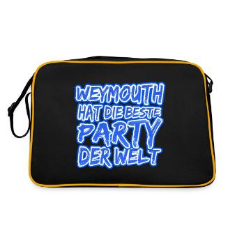 Geschenk für Weymouth - Retro Tasche - Schwarz/Gold - Hinten