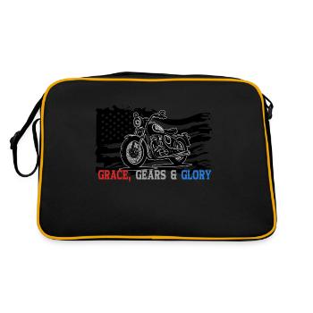 Motocycle Motorcyclist Grace Faith Christ - Retro Bag - black/gold - Back