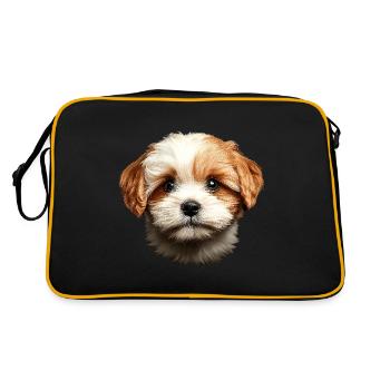 Lhasa Apso - Retro Tasche - Schwarz/Gold - Hinten