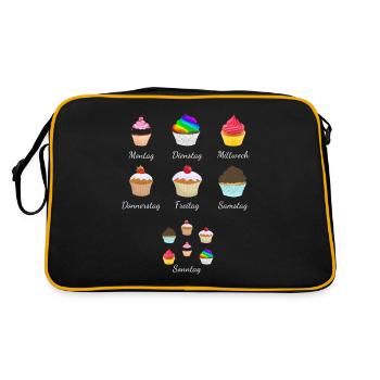 cupcakes jeden Tag ein Cupcake - Retro Tasche - Schwarz/Gold - Hinten