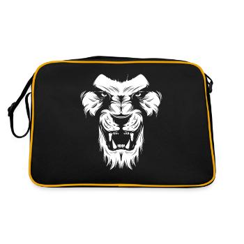 Lion Shadow design - Lion head white - Retro Bag - black/gold - Back
