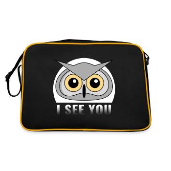 Chouette - Je te vois cadeau yeux prédateur animal - Sac Retro - noir/or - Dos