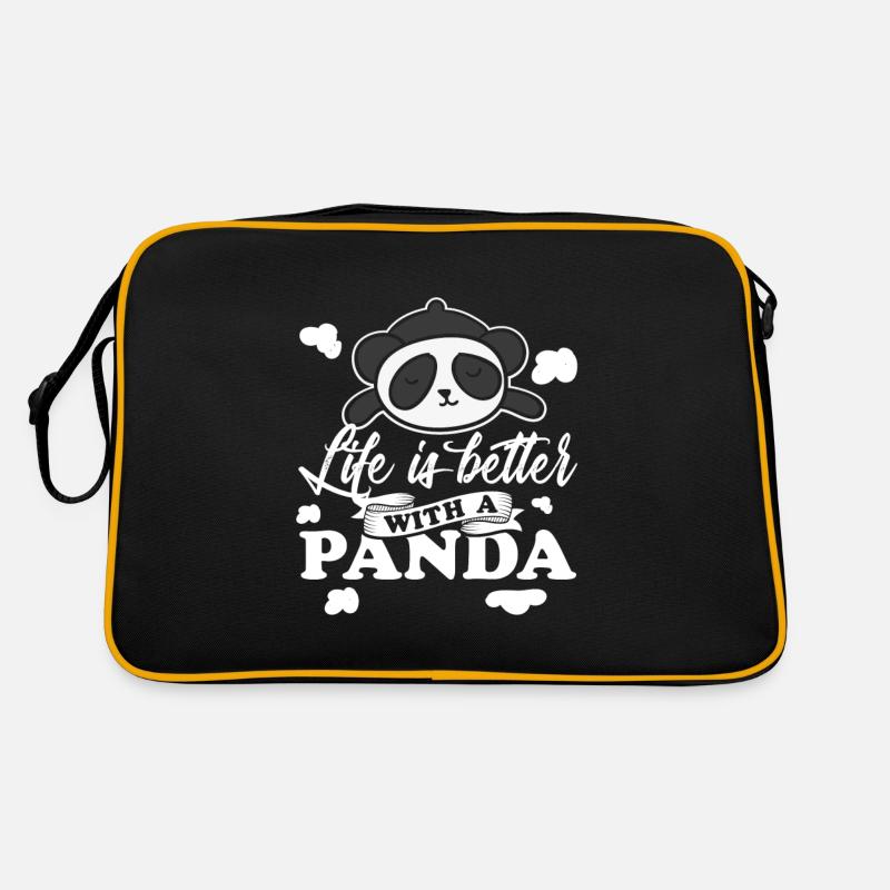 Das Leben ist besser mit einem Pandabär Geschenk - Retro Tasche - Schwarz/Gold